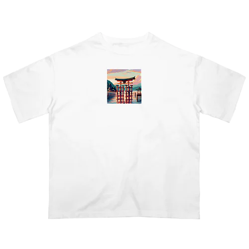 厳島神社（pixel art） オーバーサイズTシャツ