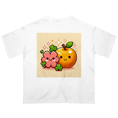 恋愛運アップの金のリンゴとピンクのクローバー Oversized T-Shirt