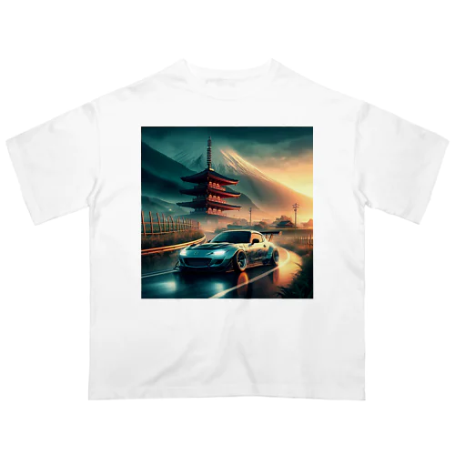 ロードスター　ドリフト　日本　峠　MAZDA オーバーサイズTシャツ