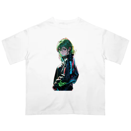 サイバーパンク　緑髪 Oversized T-Shirt