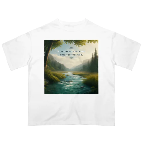 「水に流れ、風に託す」 Oversized T-Shirt