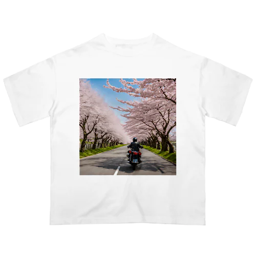 春の息吹と共に - 桜のトンネルを駆ける オーバーサイズTシャツ