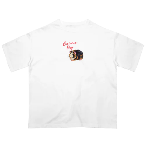 油絵風「GuineaPig」三毛モルモット オーバーサイズTシャツ