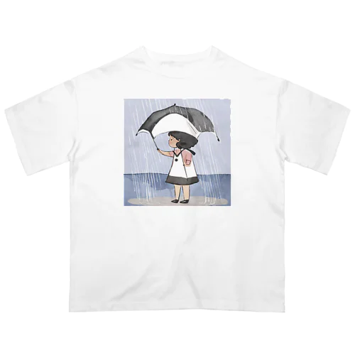 雨の中 オーバーサイズTシャツ