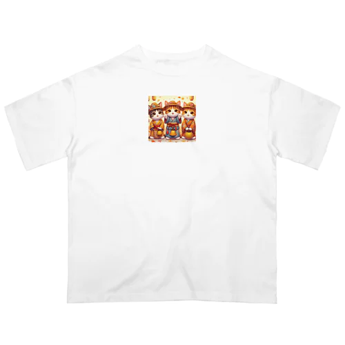 お祭りニャン子 オーバーサイズTシャツ