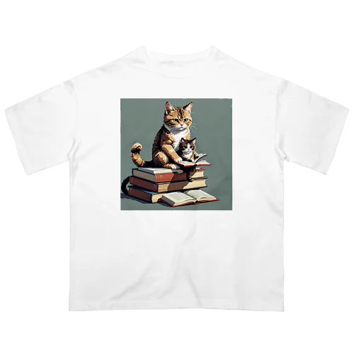 本を読む猫 オーバーサイズTシャツ
