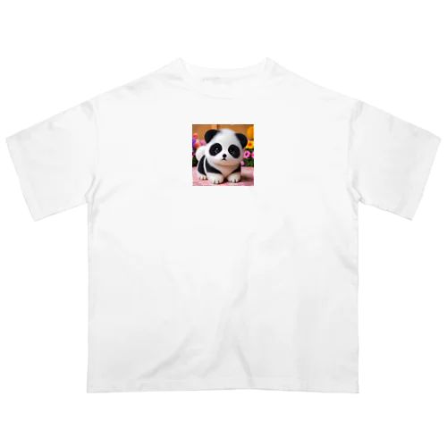 パンダふうの秋田犬子犬 オーバーサイズTシャツ