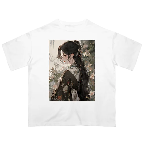 花に囲まれて　なでしこ1478 オーバーサイズTシャツ