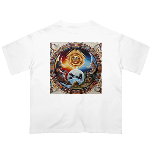 太陽　月　大地　祈り Oversized T-Shirt