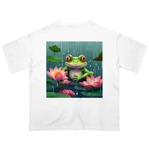 雨雨フレフレビッシャ濡れだ〜♪ オーバーサイズTシャツ