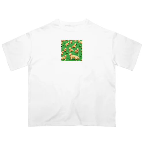 ドット絵　たくさんのゴールデンレトリバー２ オーバーサイズTシャツ