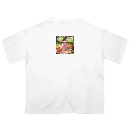 かわいい豚とピクニック Oversized T-Shirt