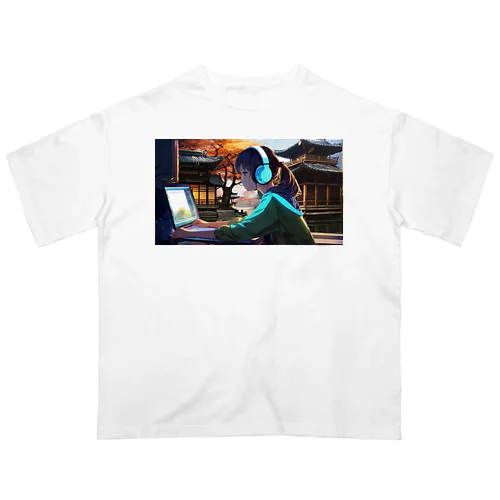 Typing Girl Oversized T-Shirt