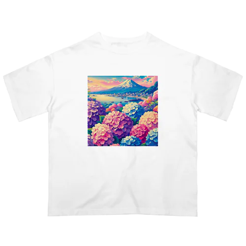 日本の風景:鎌倉の紫陽花、Japanese scenery: Hydrangea in Kamakura オーバーサイズTシャツ