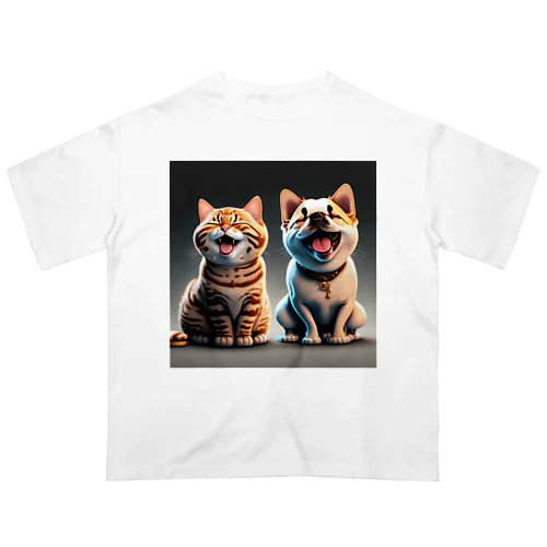 ご機嫌な猫と犬 Oversized T-Shirt