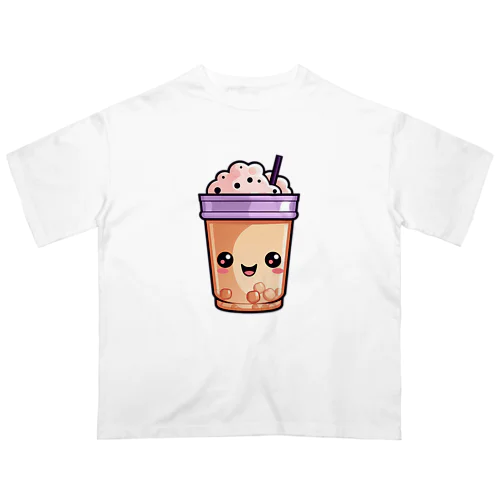 可愛い紫タピオカミルクティー オーバーサイズTシャツ