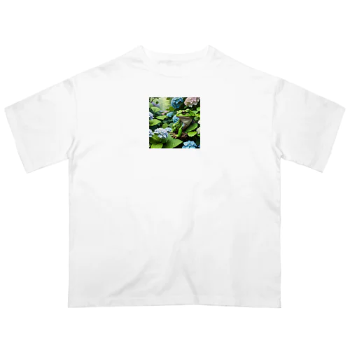 アジサイの茂みから聞こえてくるカエルの鳴き声 オーバーサイズTシャツ