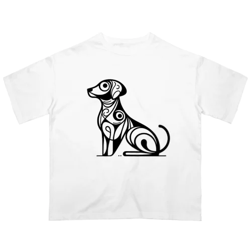 お試し：抽象画風の犬 オーバーサイズTシャツ
