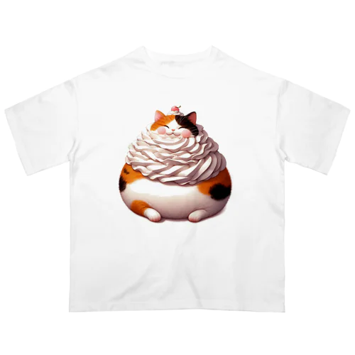 クリーム三毛猫 Oversized T-Shirt