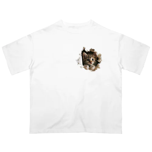 子猫外を見る オーバーサイズTシャツ