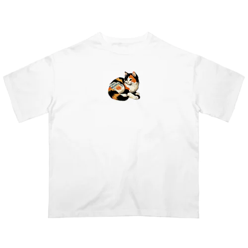 浮世絵の三毛猫 Oversized T-Shirt