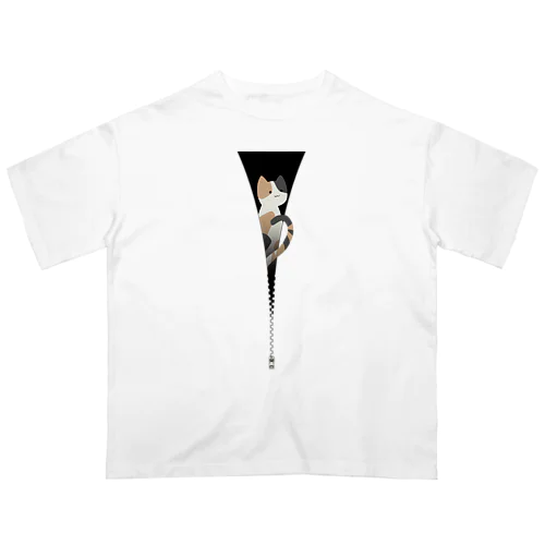 ファスナー猫　三毛猫 Oversized T-Shirt