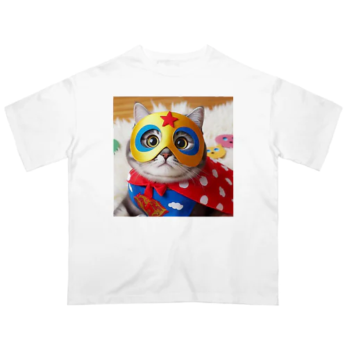 ネコ仮面ニャンダーの「こっち見たよ!」 オーバーサイズTシャツ