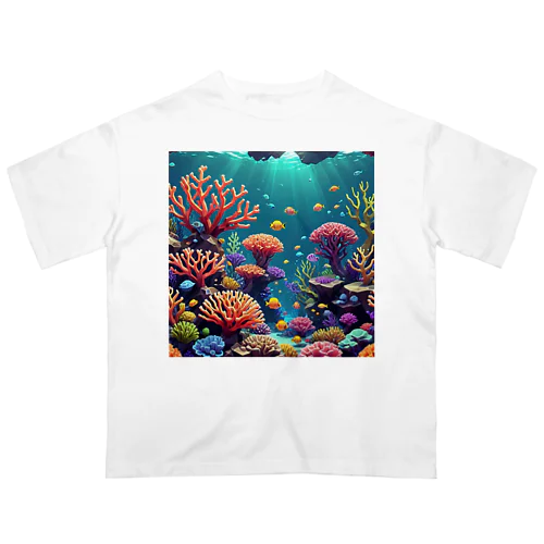 ローポリ風サンゴ オーバーサイズTシャツ