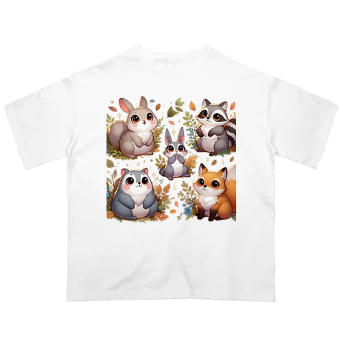 知らない人を見た森の動物たち Oversized T-Shirt