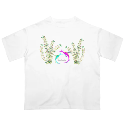 タツノオトシゴ×小花 オーバーサイズTシャツ