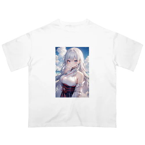 空が似合う美しい巫女 オーバーサイズTシャツ