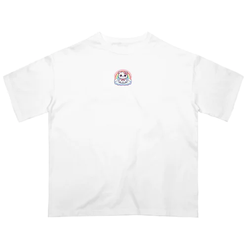 白猫のイラストグッズ Oversized T-Shirt