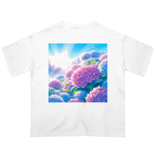 朝日に輝く紫陽花 オーバーサイズTシャツ