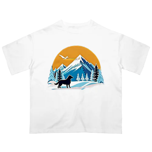 雪山　アウトドアデザイン オーバーサイズTシャツ