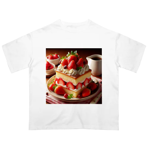 いちごケーキ 四角 Oversized T-Shirt