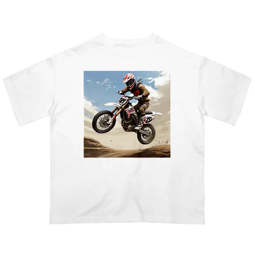 モトクロス ジャンプシーン アート オフロード バイク オーバーサイズTシャツ