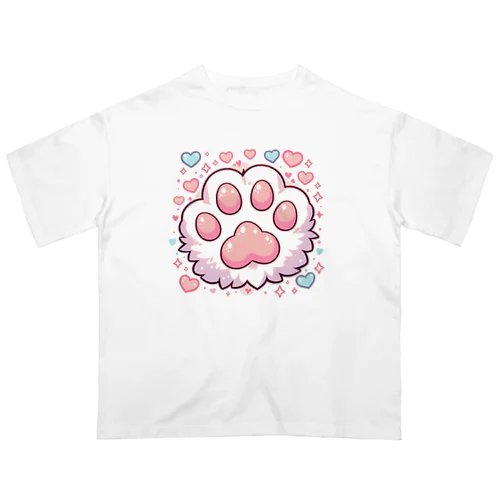 かわいいピンクの肉球 Oversized T-Shirt