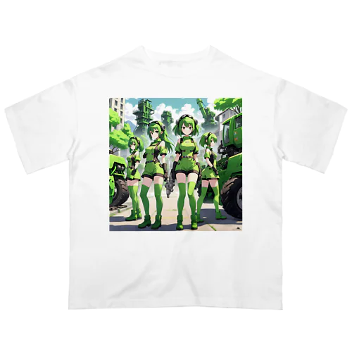 グリーンメカニカルガール オーバーサイズTシャツ