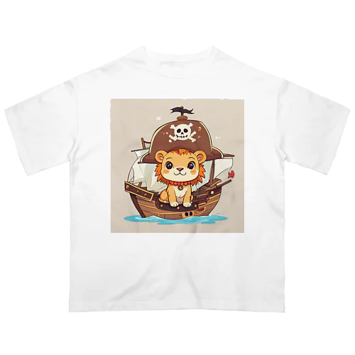 おもちゃの海賊船に乗ったかわいいライオン Oversized T-Shirt