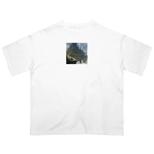 空想世界の天空に浮かぶ島国 オーバーサイズTシャツ