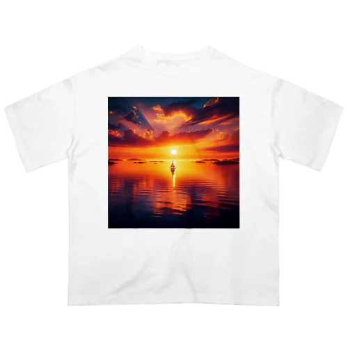  夕焼け 景色  オーバーサイズTシャツ