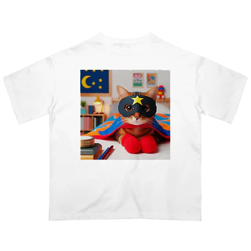 ネコ仮面ニャンダーBlackの「おやすみ～」 オーバーサイズTシャツ