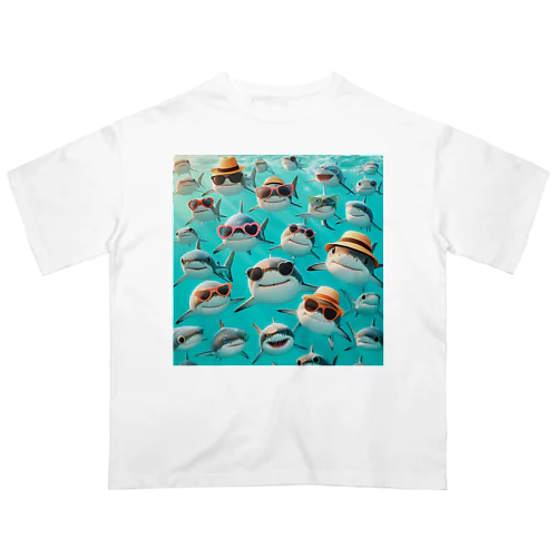 サメ 夏 オーバーサイズTシャツ