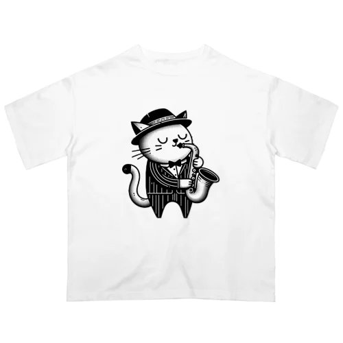 サックスプレイヤーキャット オーバーサイズTシャツ