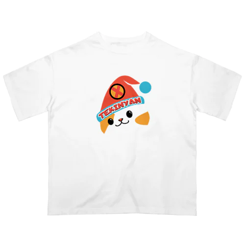 てきにゃんフェイス（サンタ帽） Oversized T-Shirt