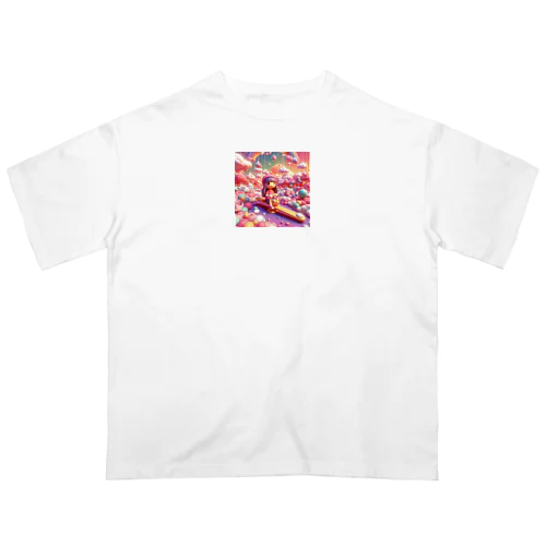 夕暮れ時のシーソー少女（３Dアニメ風） Oversized T-Shirt