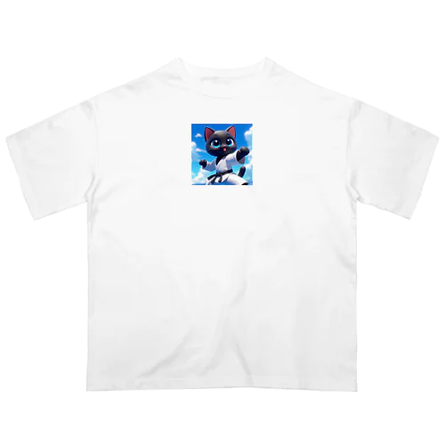 空手家クロネコ君・バージョン２ Oversized T-Shirt