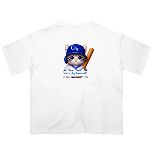 野球しようニャン オーバーサイズTシャツ