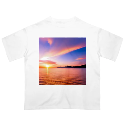 海と夕日 オーバーサイズTシャツ