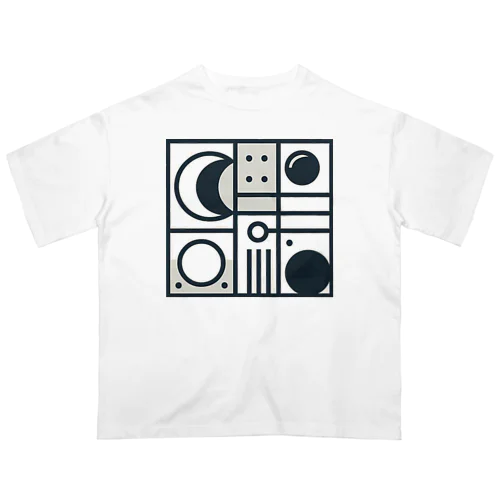 モノクロ夜空の抽象画 オーバーサイズTシャツ